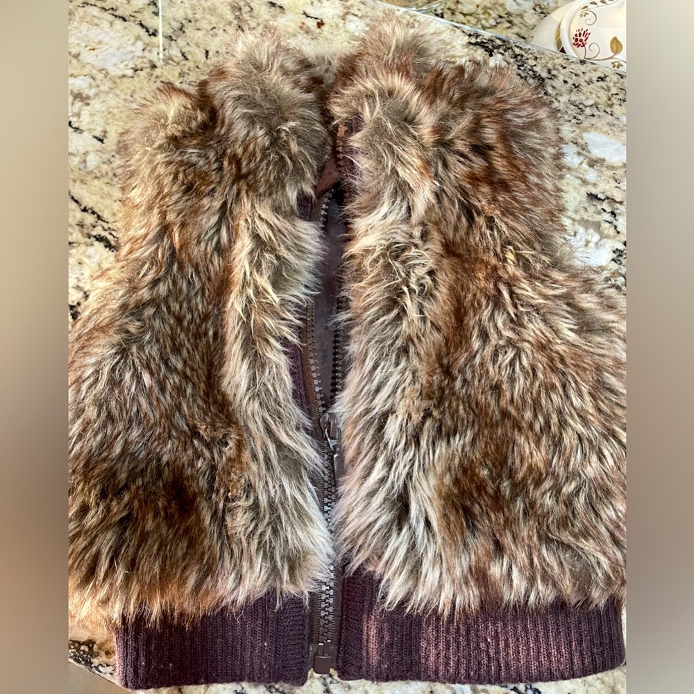 “Fur Baby Fur” Vest by Starting Out Faux Fur Zip Up Vest Size:12 M Gently Worn